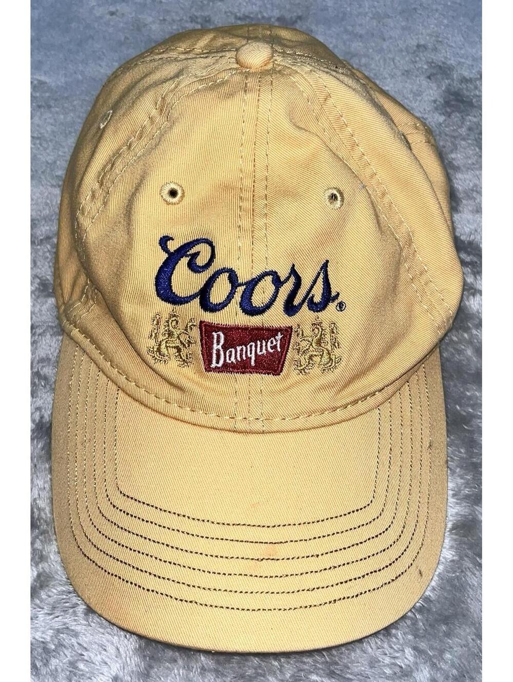 Coors Banquet Strapback Hat Yellow One Size Solid Embroidered Ouray